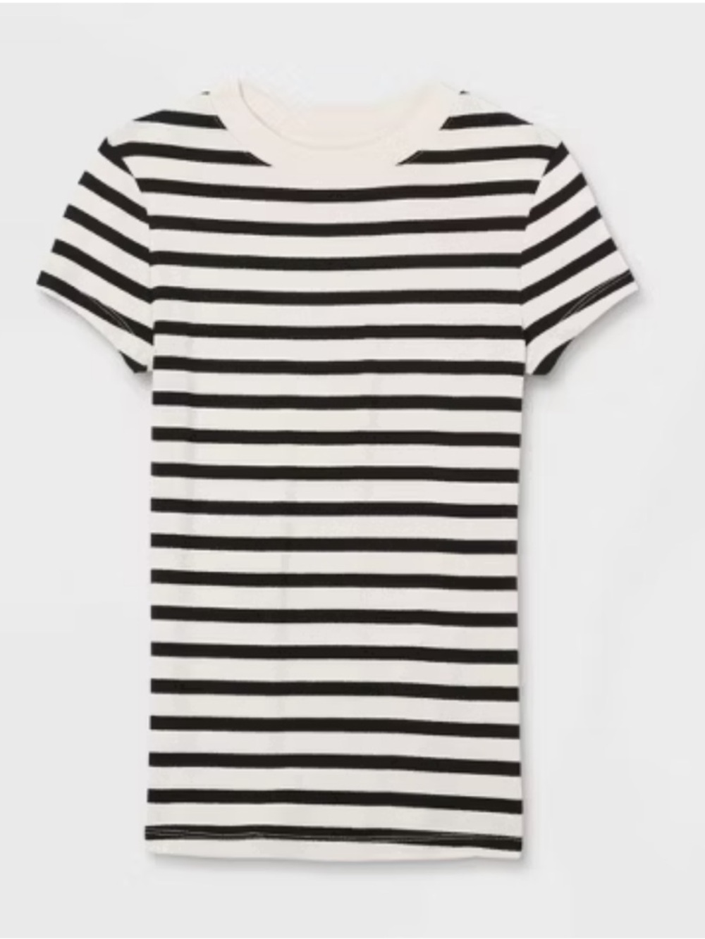 A New Day Women's Slim Fit Short Sleeve Ribbed T-Shirt Cream Striped